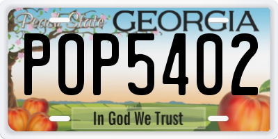 GA license plate POP5402