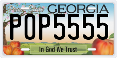 GA license plate POP5555