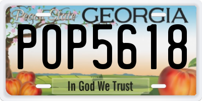 GA license plate POP5618