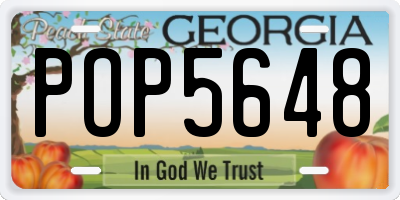 GA license plate POP5648