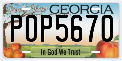 GA license plate POP5670