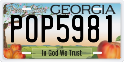 GA license plate POP5981