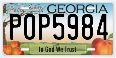 GA license plate POP5984