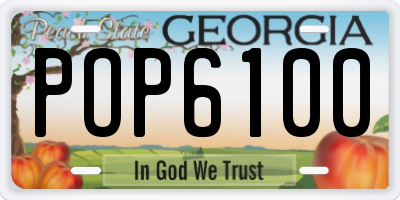 GA license plate POP6100