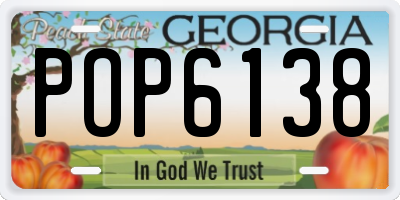 GA license plate POP6138
