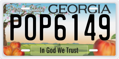 GA license plate POP6149