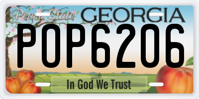 GA license plate POP6206
