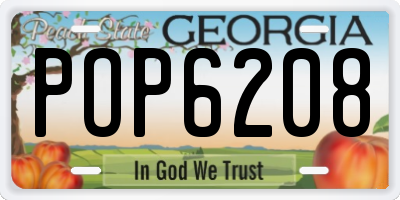 GA license plate POP6208
