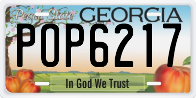 GA license plate POP6217