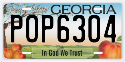 GA license plate POP6304