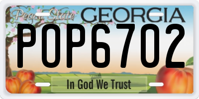 GA license plate POP6702