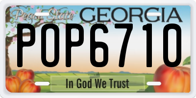 GA license plate POP6710
