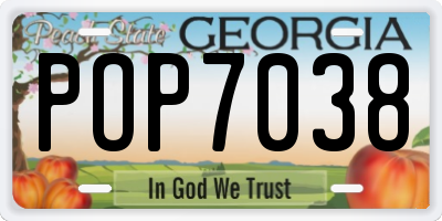 GA license plate POP7038