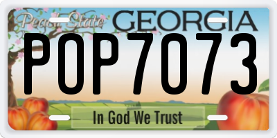 GA license plate POP7073