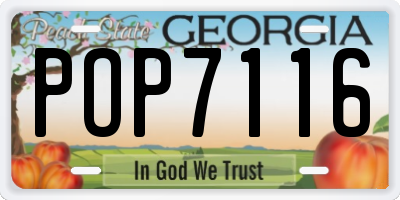 GA license plate POP7116