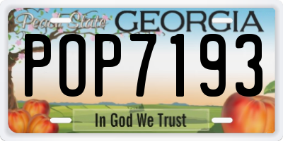 GA license plate POP7193