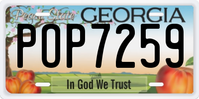 GA license plate POP7259