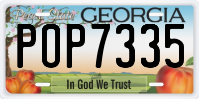GA license plate POP7335