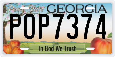 GA license plate POP7374