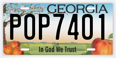 GA license plate POP7401