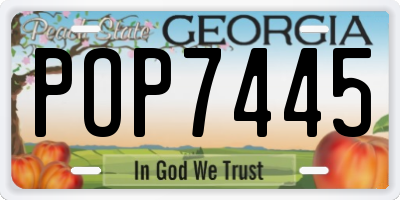 GA license plate POP7445