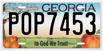GA license plate POP7453