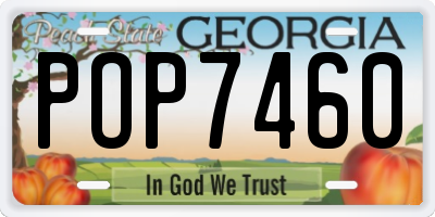 GA license plate POP7460