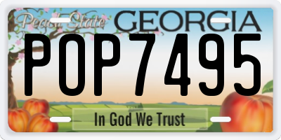 GA license plate POP7495
