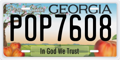 GA license plate POP7608