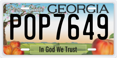 GA license plate POP7649