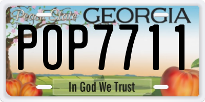 GA license plate POP7711