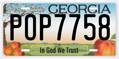 GA license plate POP7758