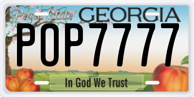 GA license plate POP7777