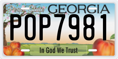 GA license plate POP7981