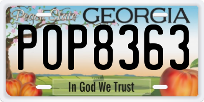 GA license plate POP8363