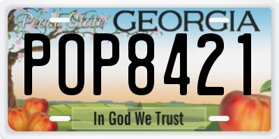 GA license plate POP8421