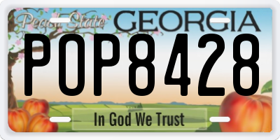 GA license plate POP8428