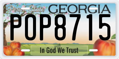 GA license plate POP8715