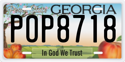 GA license plate POP8718