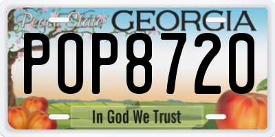 GA license plate POP8720