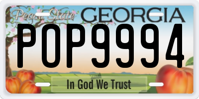 GA license plate POP9994