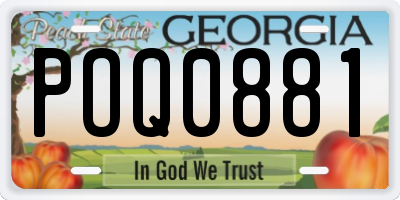 GA license plate POQ0881