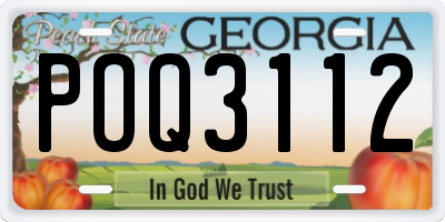 GA license plate POQ3112