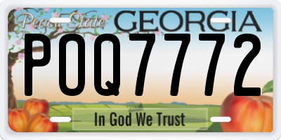 GA license plate POQ7772