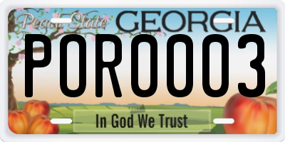 GA license plate POR0003