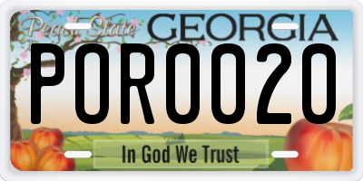 GA license plate POR0020