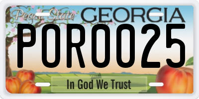 GA license plate POR0025