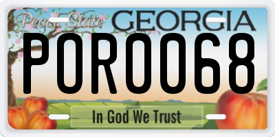 GA license plate POR0068