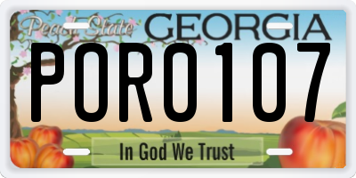 GA license plate POR0107