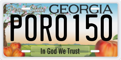 GA license plate POR0150